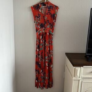 RAVN Maxi High Slit Romantic Floral Gala Maxi Dress Small
